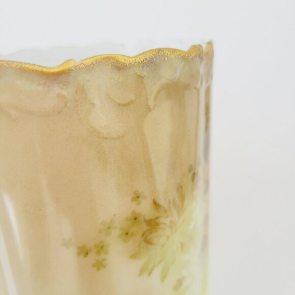 Antique Rosenthal Monbijou Brown & Green Floral Biscuit Cracker Cookie Jar - Picture 16 of 16